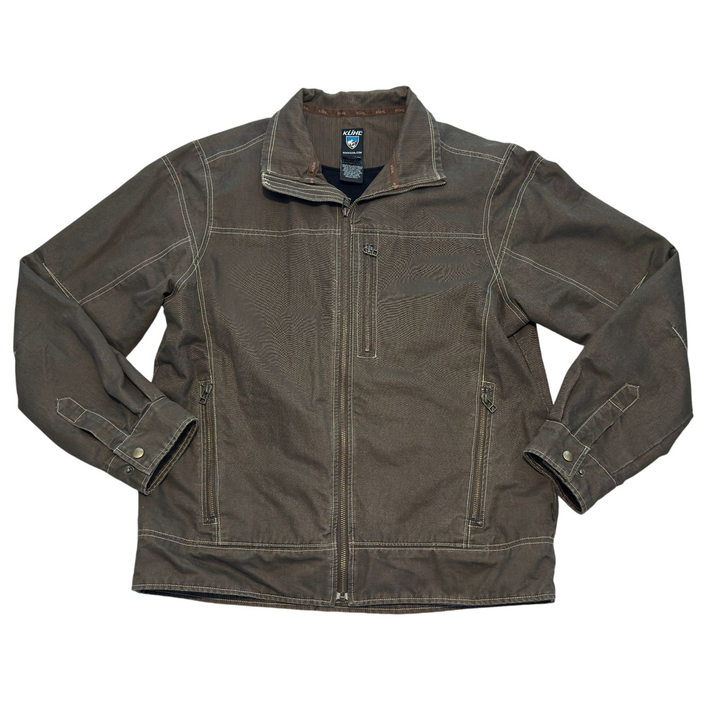Kuhl Burr Jacket Mens M Brown Patina Canvas Zip Utility Durable Outdoor Workwear